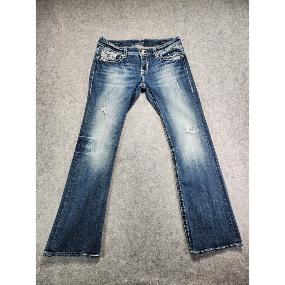 Vigoss Women's Distressed Blue Boot Cut Jeans